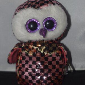 TY Flippables Limited Edition Color Changing Sequin owl Plush with Tags